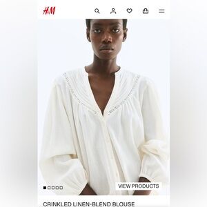 H&M Cream Crinkled Blouse